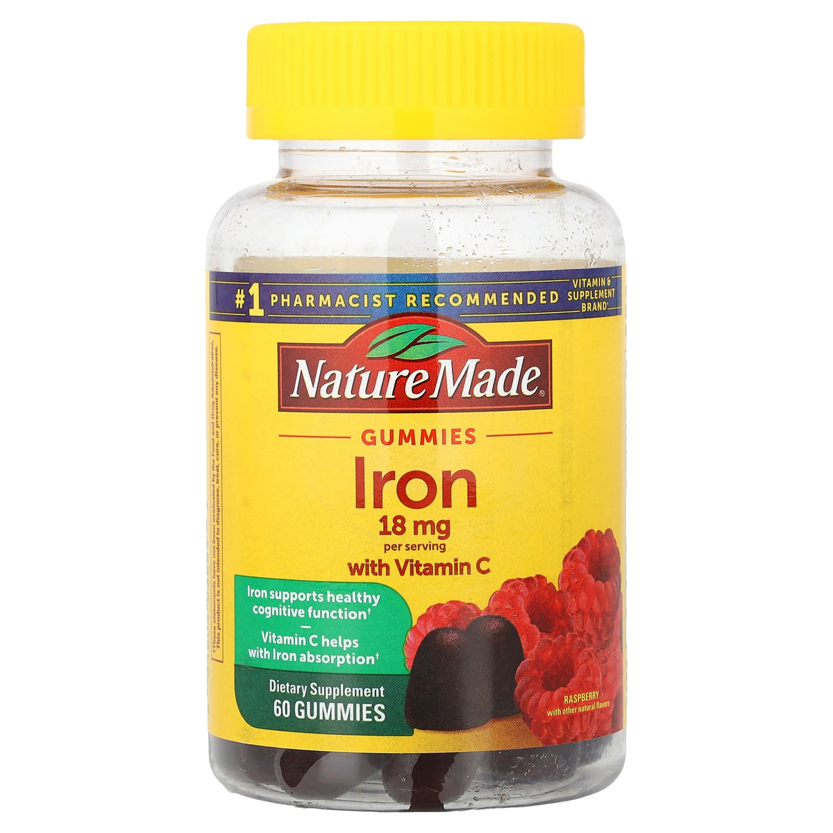 Nature Made, Iron Gummies with Vitamin C, Raspberry, 60 Gummies
