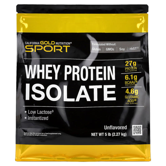 California Gold Nutrition, Sport, Whey Protein Isolate, Unflavored, 5 lb (2.27 kg)
