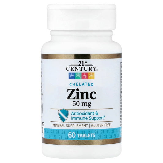21st Century, Chelated Zinc, 50 mg, 60 Tablets