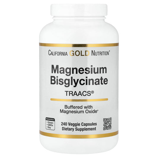 California Gold Nutrition, Magnesium Bisglycinate Chelate, Albion TRAACS®, 240 Veggie Capsules (100 mg per Capsule)