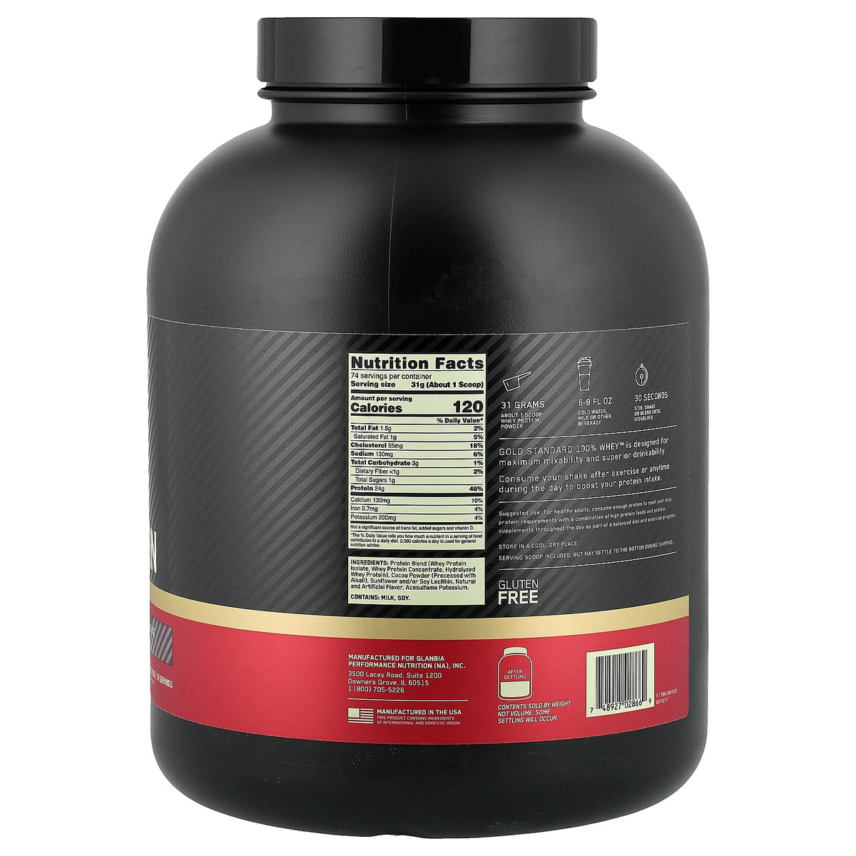 Optimum Nutrition, Gold Standard® 100% Whey Protein, Double Rich Chocolate, 5.05 lb (2.29 kg)