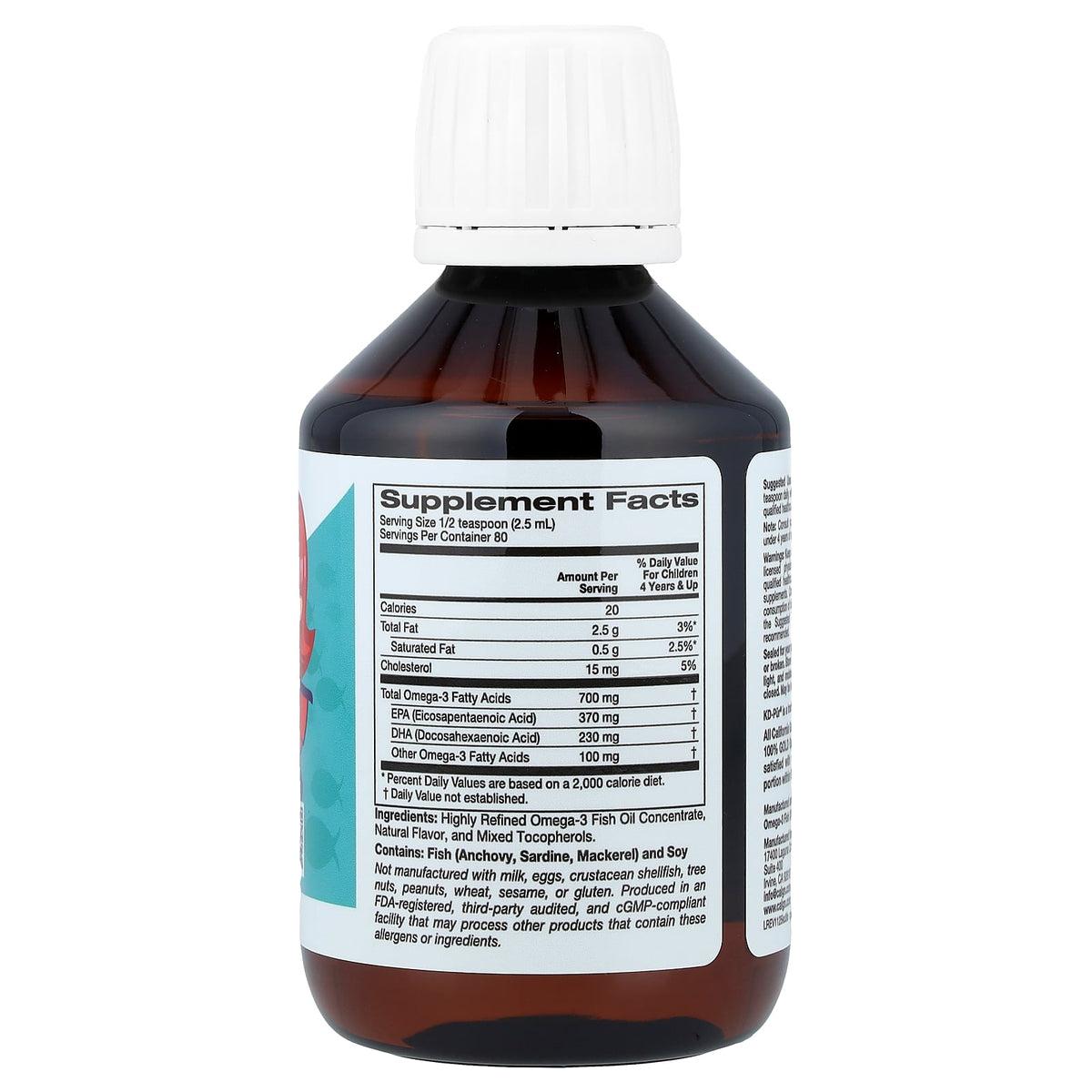 California Gold Nutrition, Norwegian Kids Omega-3 Fish Oil, Natural Lemon, 6.7 fl oz. (200 ml)