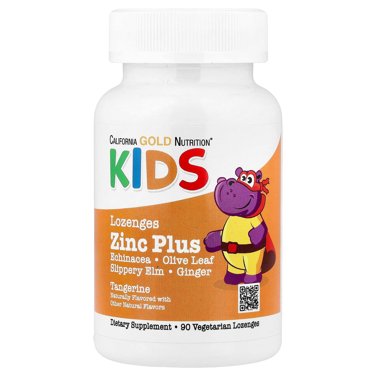 California Gold Nutrition, Zinc Plus Lozenge For Children, Natural Tangerine, 90 Vegetarian Lozenges