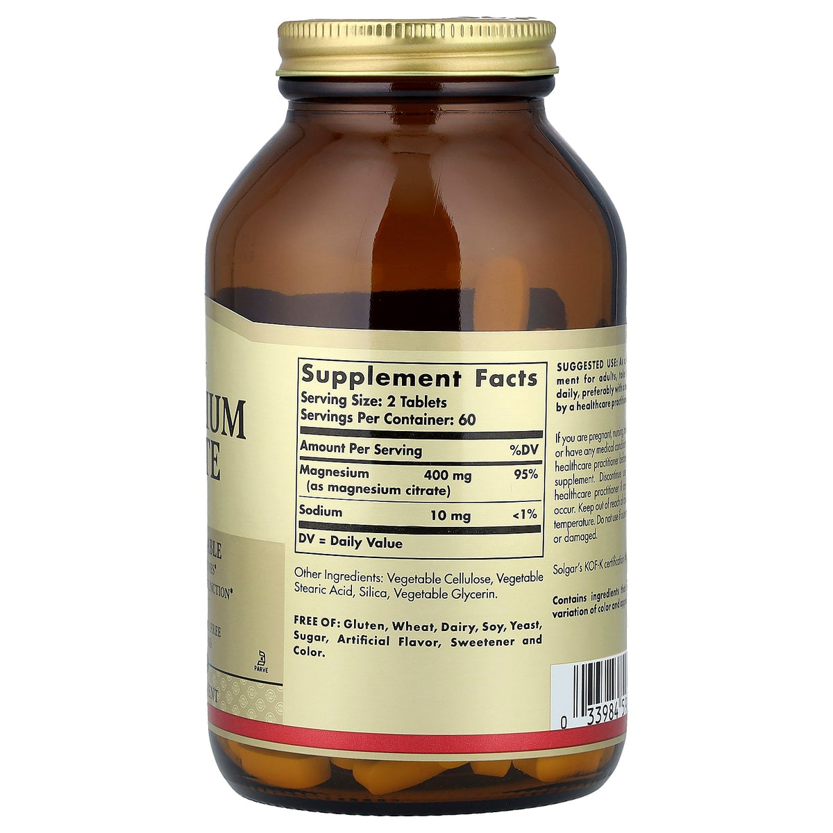 Solgar, Magnesium Citrate, 120 Tablets (200 mg per Tablet)