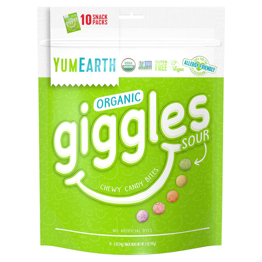 YumEarth, Organic Giggles, Sour, 10 Snack Packs, 0.5 oz (14 g) Each