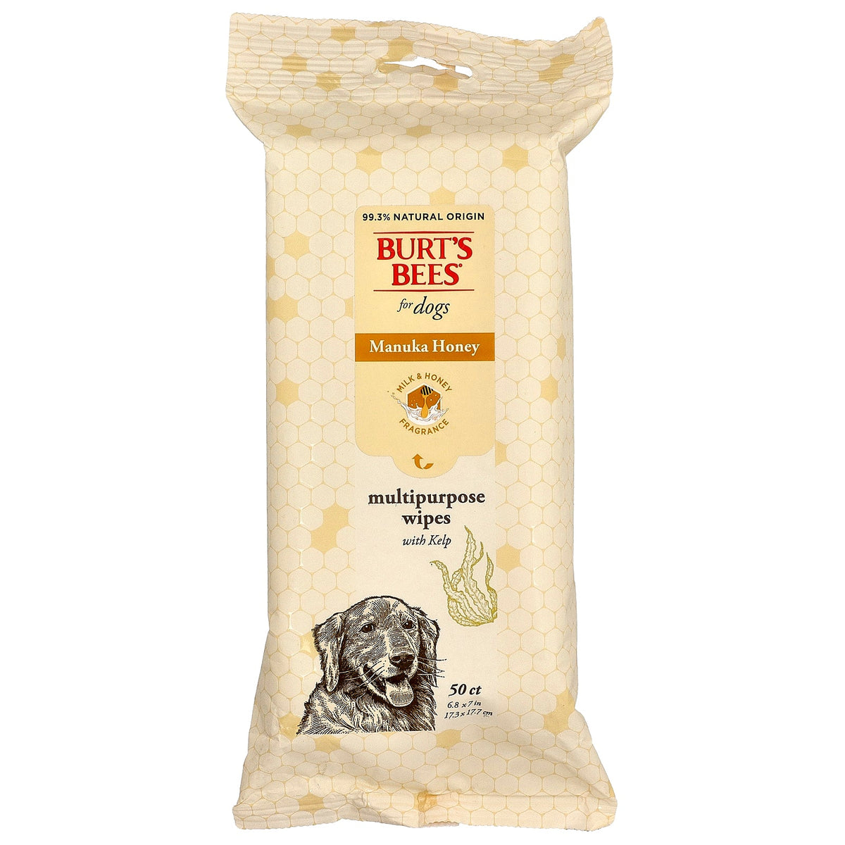 Burt's Bees, Manuka Honey Multipurpose Wipes with Kelp, For Dogs, Milk & Honey, 50 Wipes