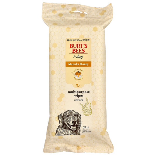 Burt's Bees, Manuka Honey Multipurpose Wipes with Kelp, For Dogs, Milk & Honey, 50 Wipes