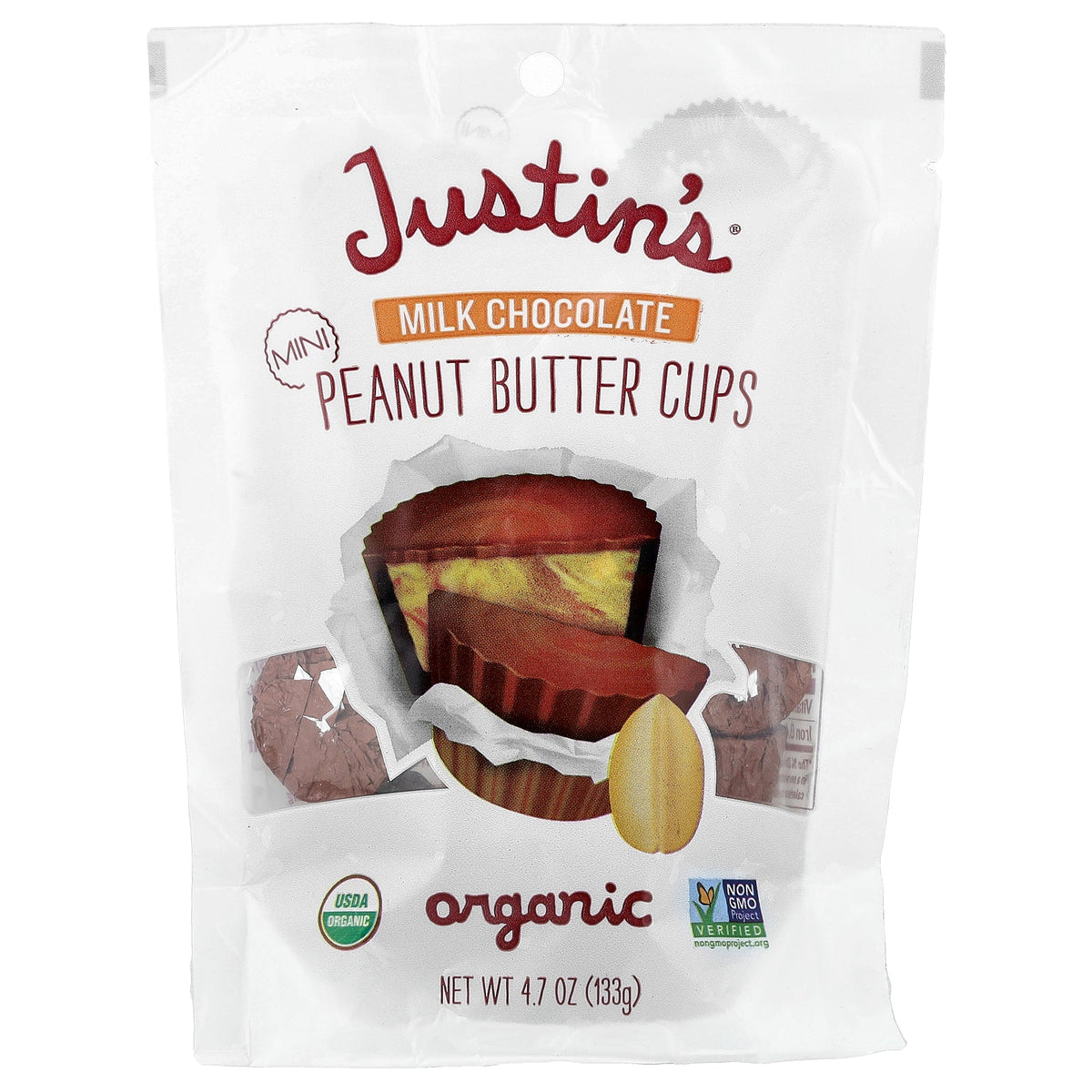 Justin's Nut Butter, Organic Mini Milk Chocolate Peanut Butter Cups, 4.7 oz (133 g)