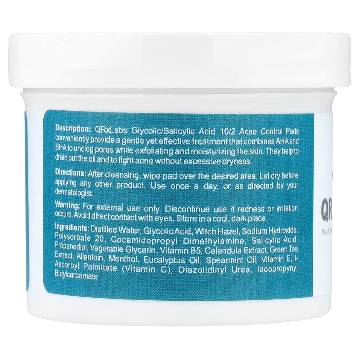 QRxLabs, Glycolic/Salicylic Acid 10/2 Acne Control Pads, 50 Textured Pads