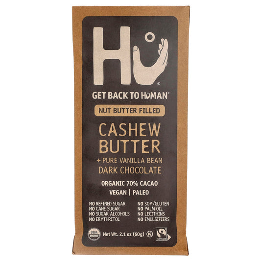 Hu, Cashew Butter + Pure Vanilla Bean Dark Chocolate, 70% Cacao, 2.1 oz (60 g)