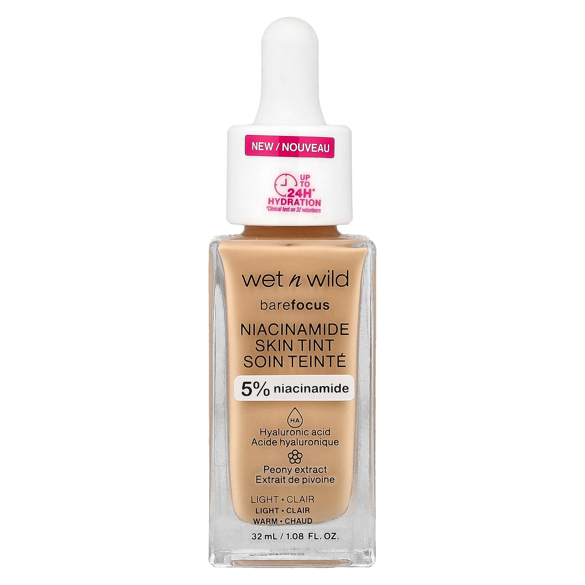 wet n wild, Barefocus, Niacinamide Skin Tint, 1116092 Light, 1.08 fl oz (32 ml)