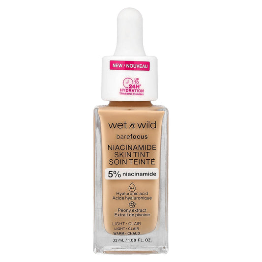 wet n wild, Barefocus, Niacinamide Skin Tint, 1116092 Light, 1.08 fl oz (32 ml)