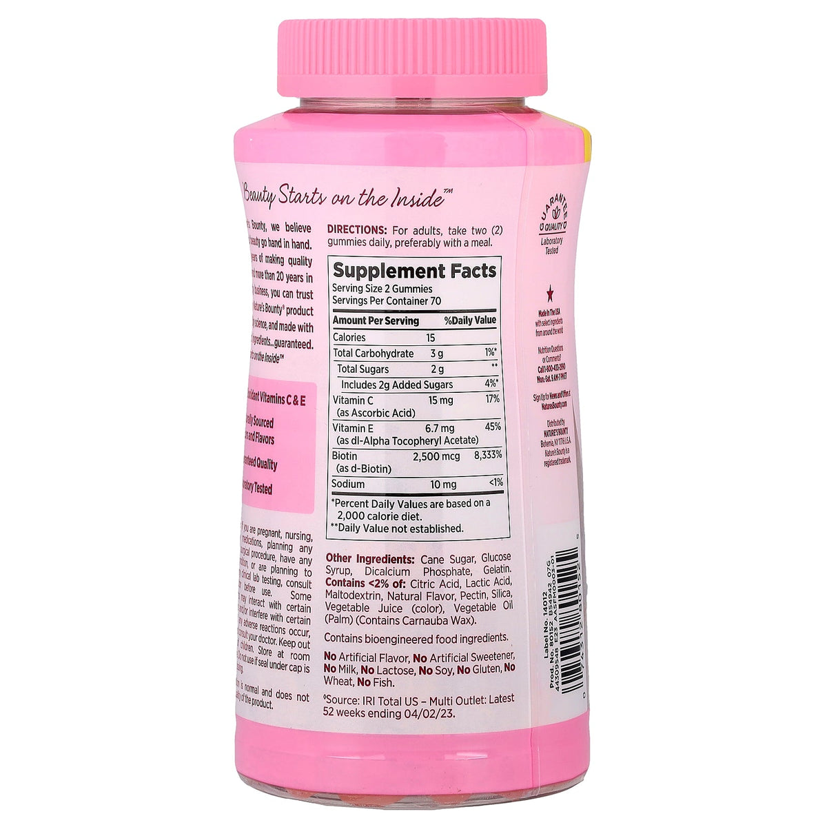 Nature's Bounty, Optimal Solutions®, Hair, Skin & Nails Gummies, Strawberry, 140 Gummies