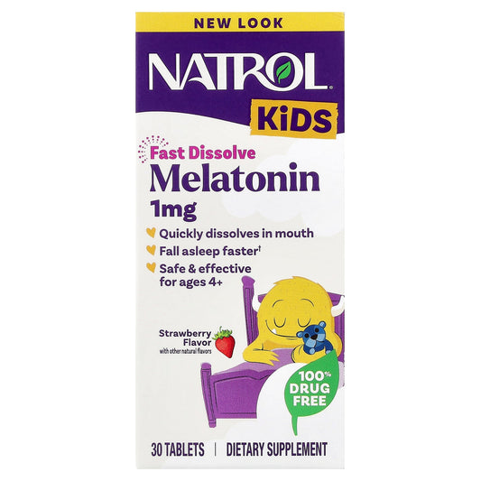 Natrol, Kids, Melatonin, Ages 4+, Strawberry, 30 Tablets