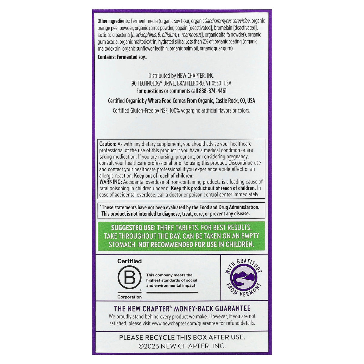 New Chapter, Advanced Perfect Prenatal™ Multivitamin, 192 Vegan Tablets