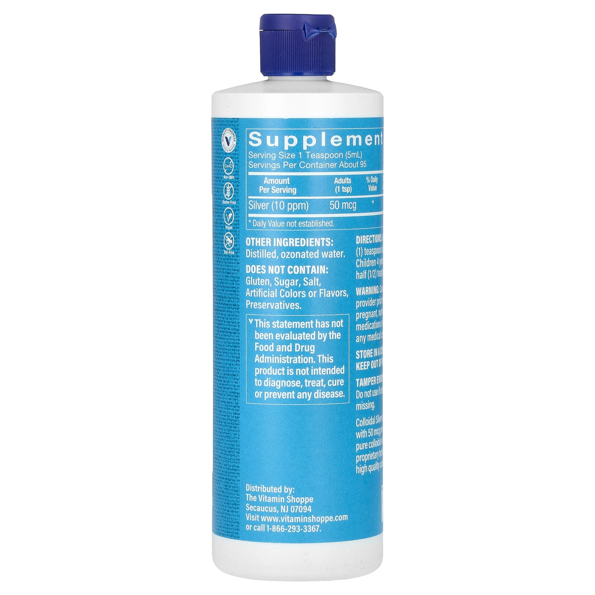 The Vitamin Shoppe, Colloidal Silver, 10 PPM, 16 fl oz (473 ml)