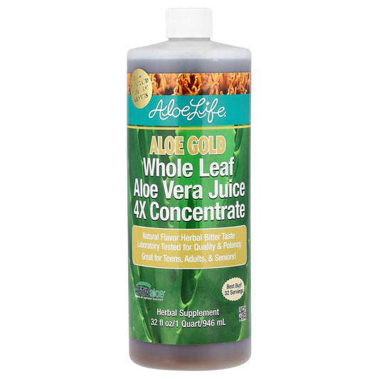 Aloe Life, Whole Leaf Aloe Vera Juice 4x Concentrate, Aloe Gold, 32 fl oz (946 ml)