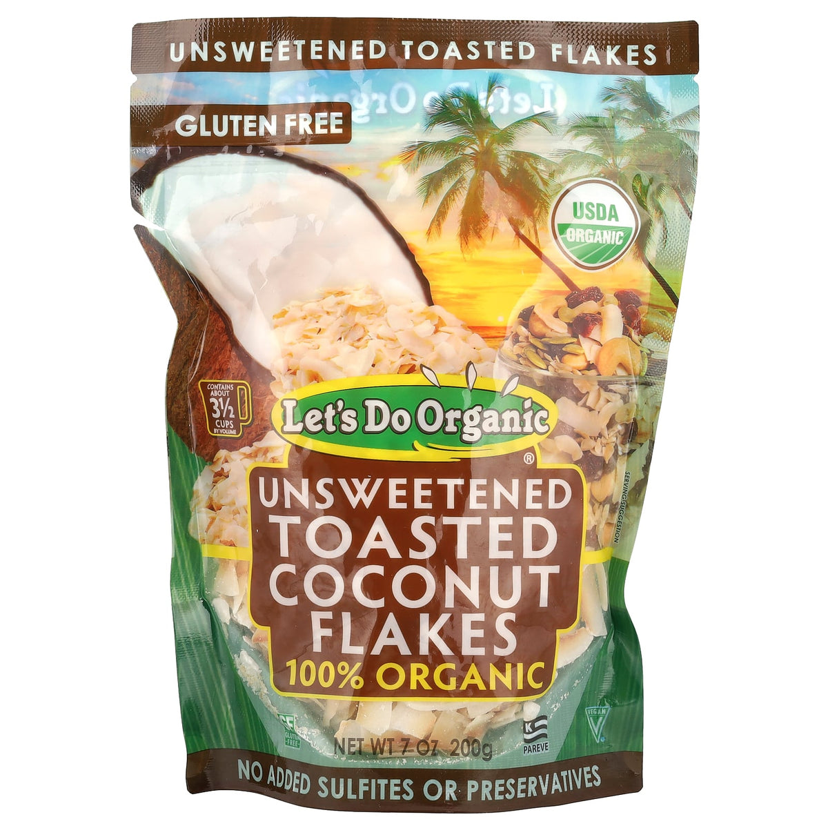 Let's Do Organic, 100% Organic Unsweetened Toasted Coconut Flakes, 7 oz (200 g)