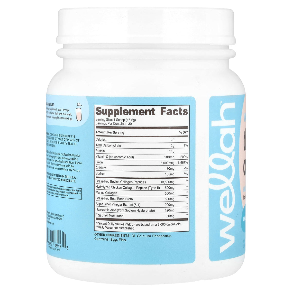 Wellah, The Afterglow, Multi Collagen Protein + Beauty, Unflavored, 1.1 lb (486 g)