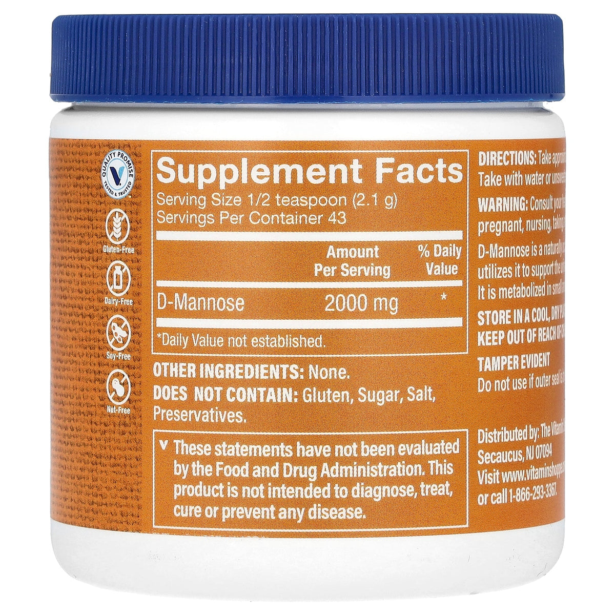 The Vitamin Shoppe, D-Mannose Powder, 3.2 oz (90.3 g)