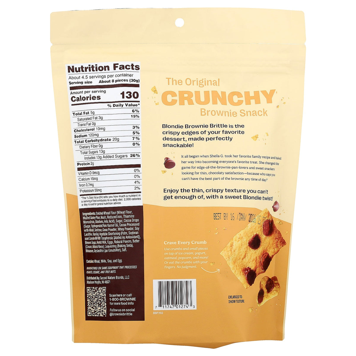 Sheila G's, Brownie Brittle® Blondies, Chocolate Chip, 5 oz (142 g)