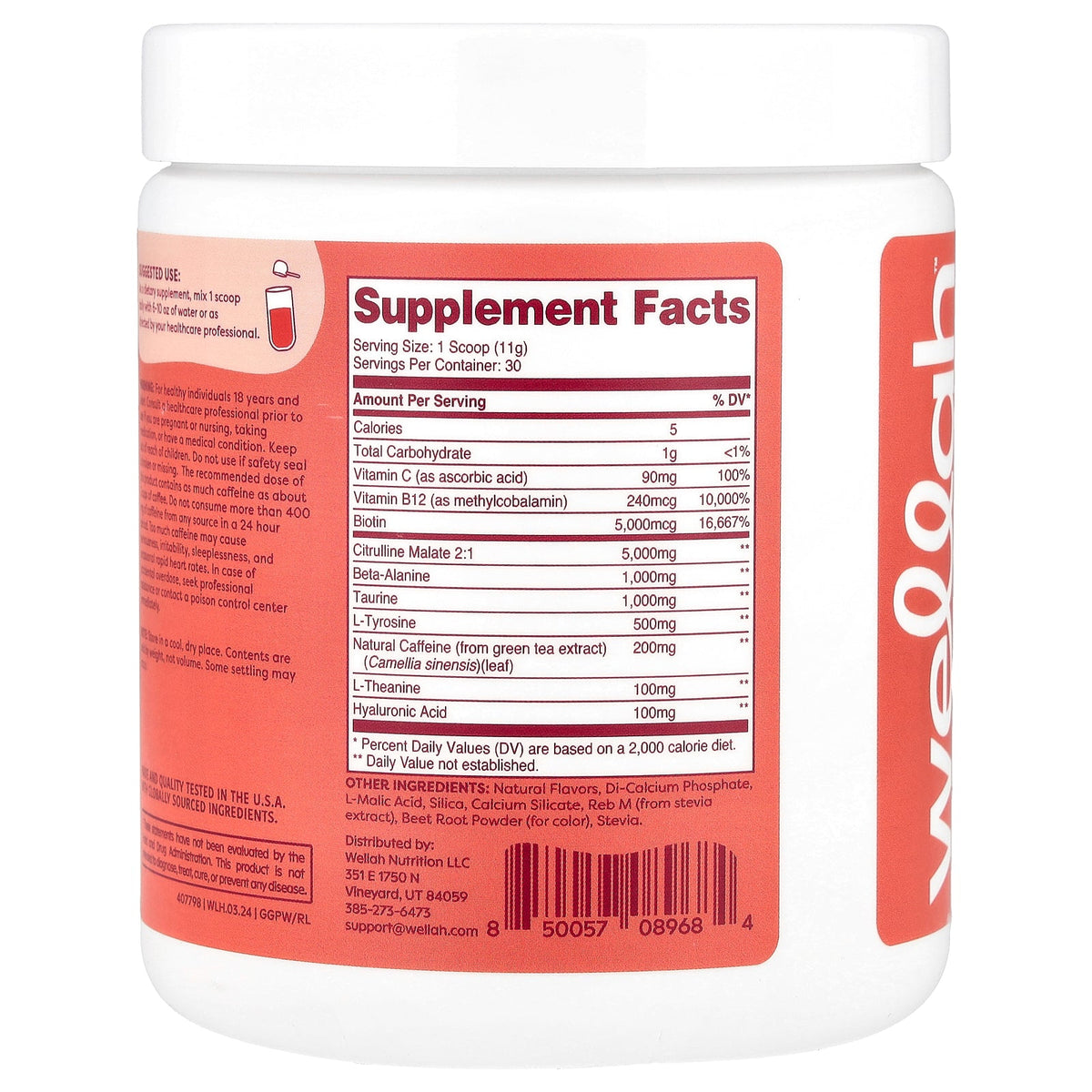 Wellah, Get-Going Pre-Workout, Fruit Punch, 11.7 oz (327 g)