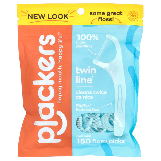 Plackers, Twin-Line, Floss Picks, Cool Mint, 150 Count