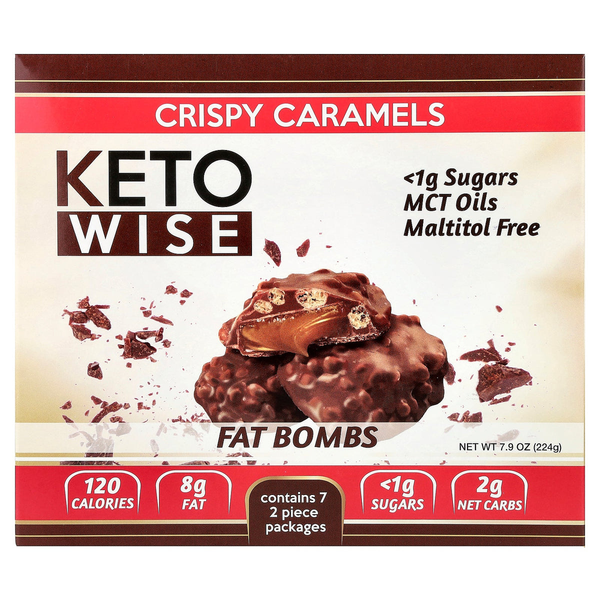 Keto Wise, Fat Bombs, Crispy Caramels, 7 Packs.1.13 oz (32 g) Each