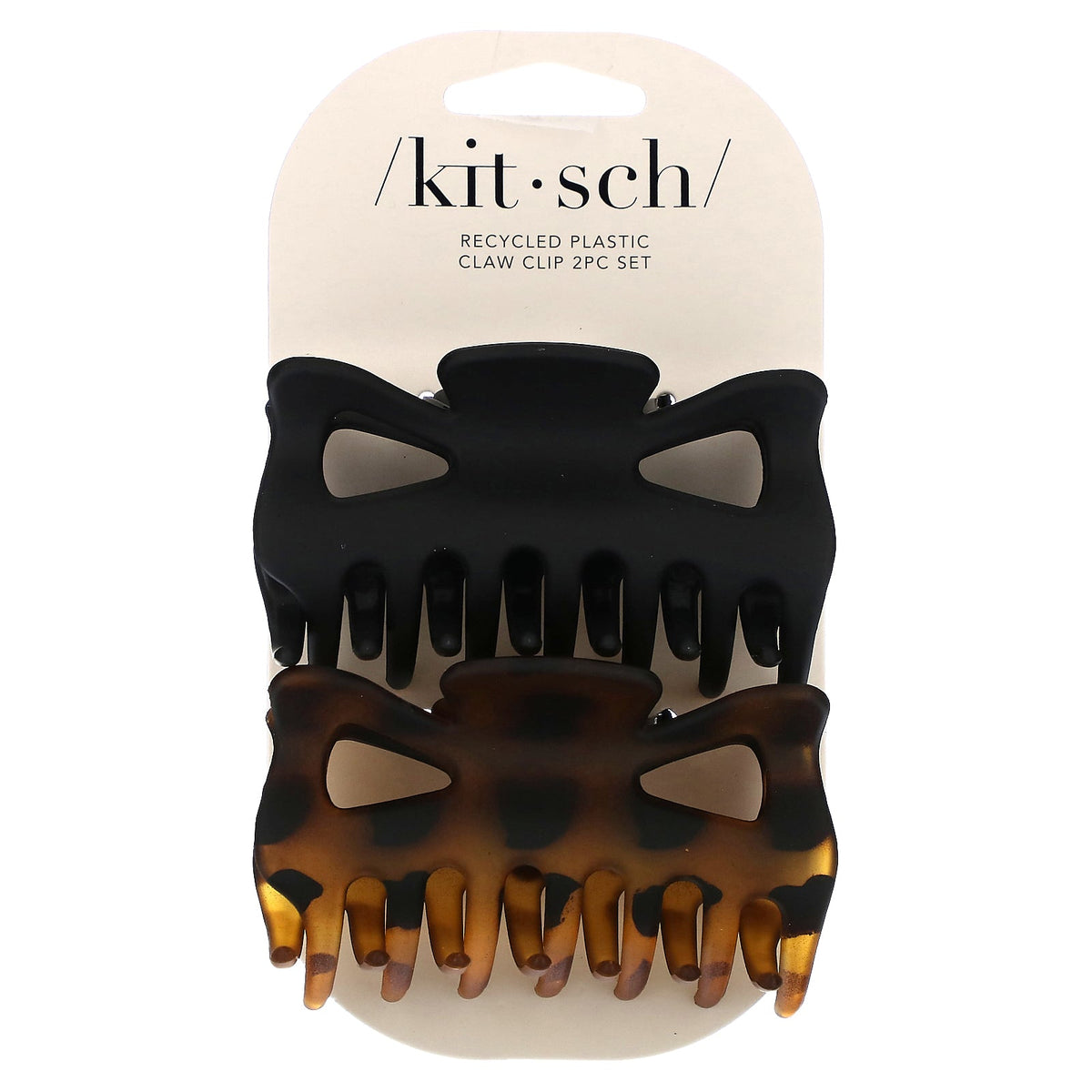 Kitsch, Large Claw Clips, Black & Tort, 2 Clips