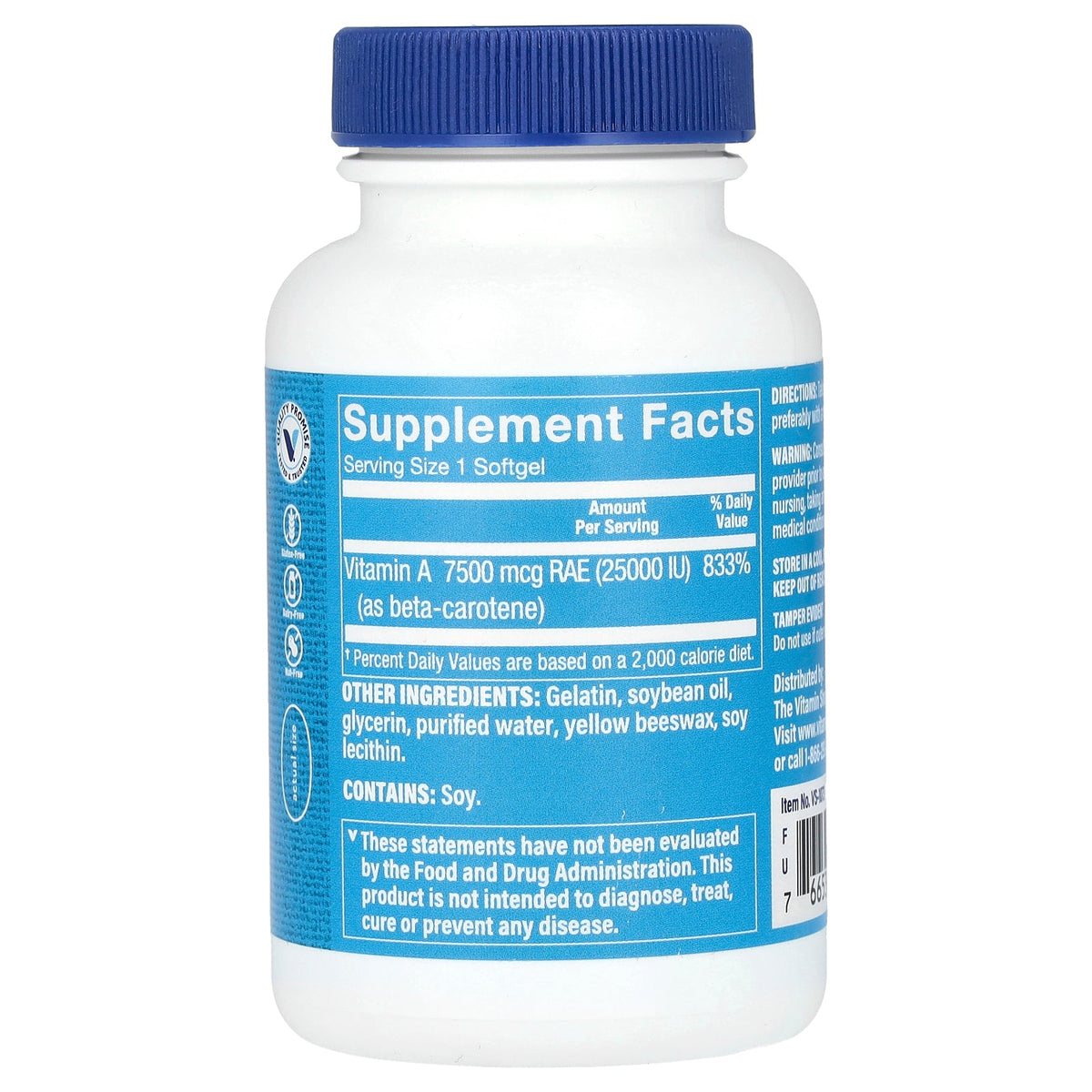 The Vitamin Shoppe, Beta-Carotene, 7,500 mcg (25,000 IU), 300 Softgels