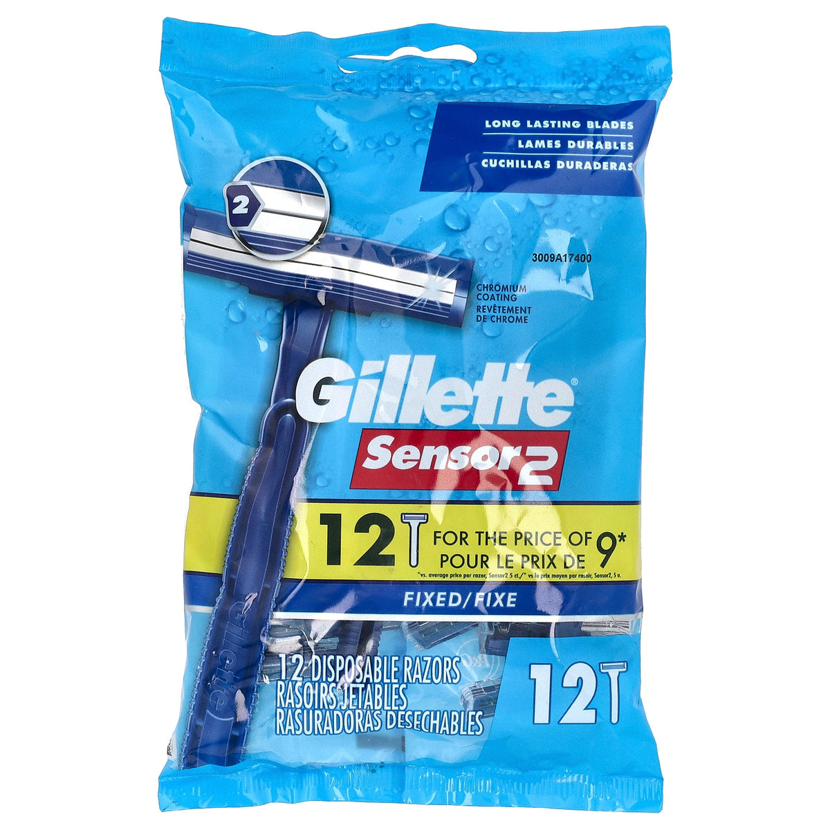 Gillette, Sensor2, Disposable Razors, Fixed, 12 Razors