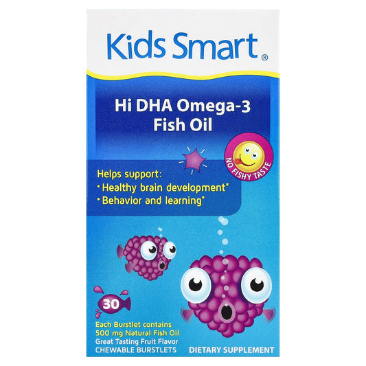 Kids Smart®, Hi DHA-Omega 3 Fish Oil, Fruit, 30 Chewable Burstlets