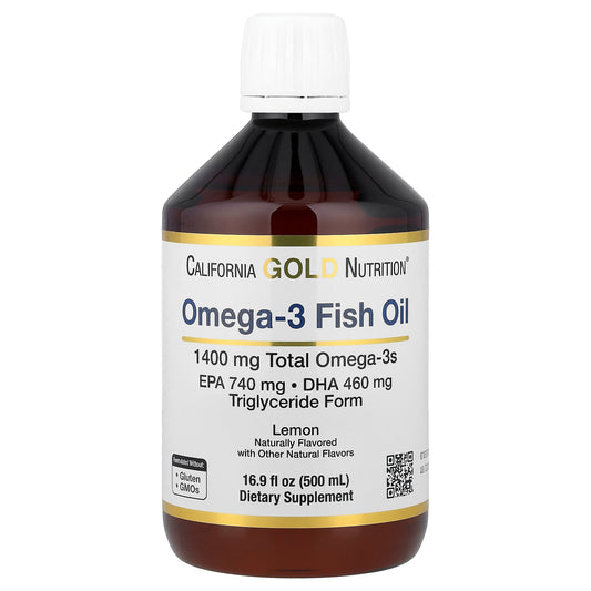 California Gold Nutrition, Norwegian Omega-3 Fish Oil, Natural Lemon, 16.9 fl oz (500 ml)