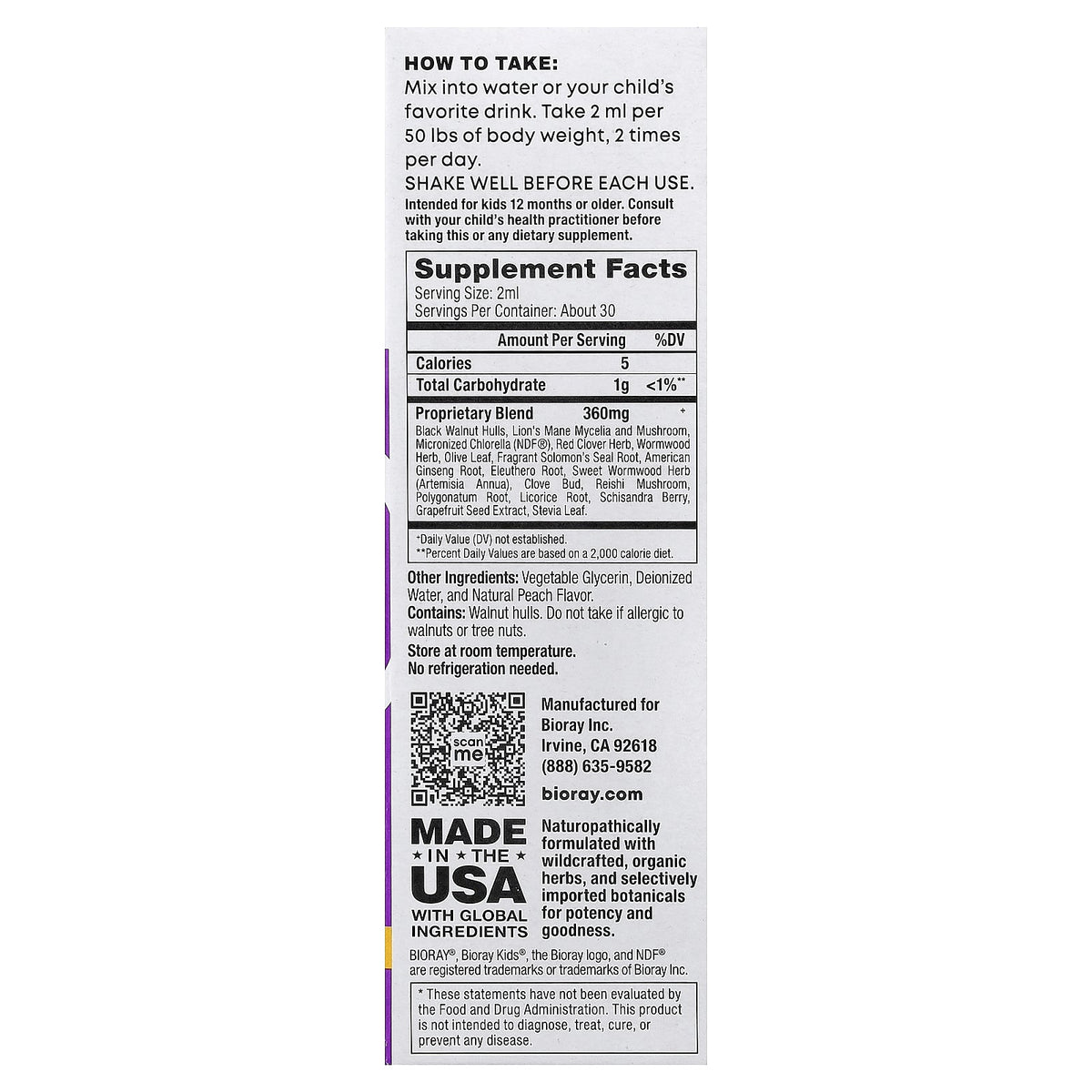 Bioray, Kids, NDF® Happy, Peach, 2 fl oz (59 ml)