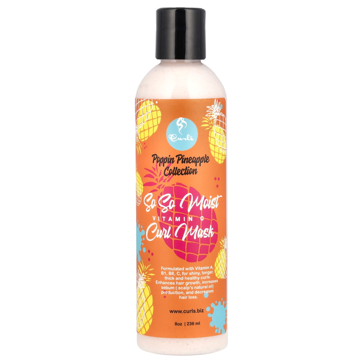 Curls, Poppin Pineapple Collection, So So Moist, Vitamin C, Curl Mask, 8 oz (236 ml)