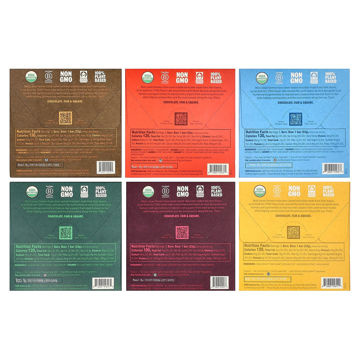 TCHO, Dark and Oat Milk Chocolate Gift Box, 18 Bars, 0.83 oz Each