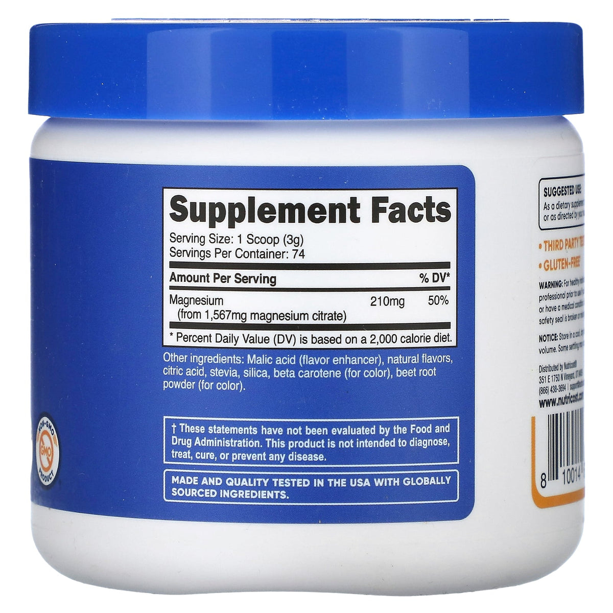 Nutricost, Magnesium Citrate, Peach Mango, 8.8 oz (250 g)