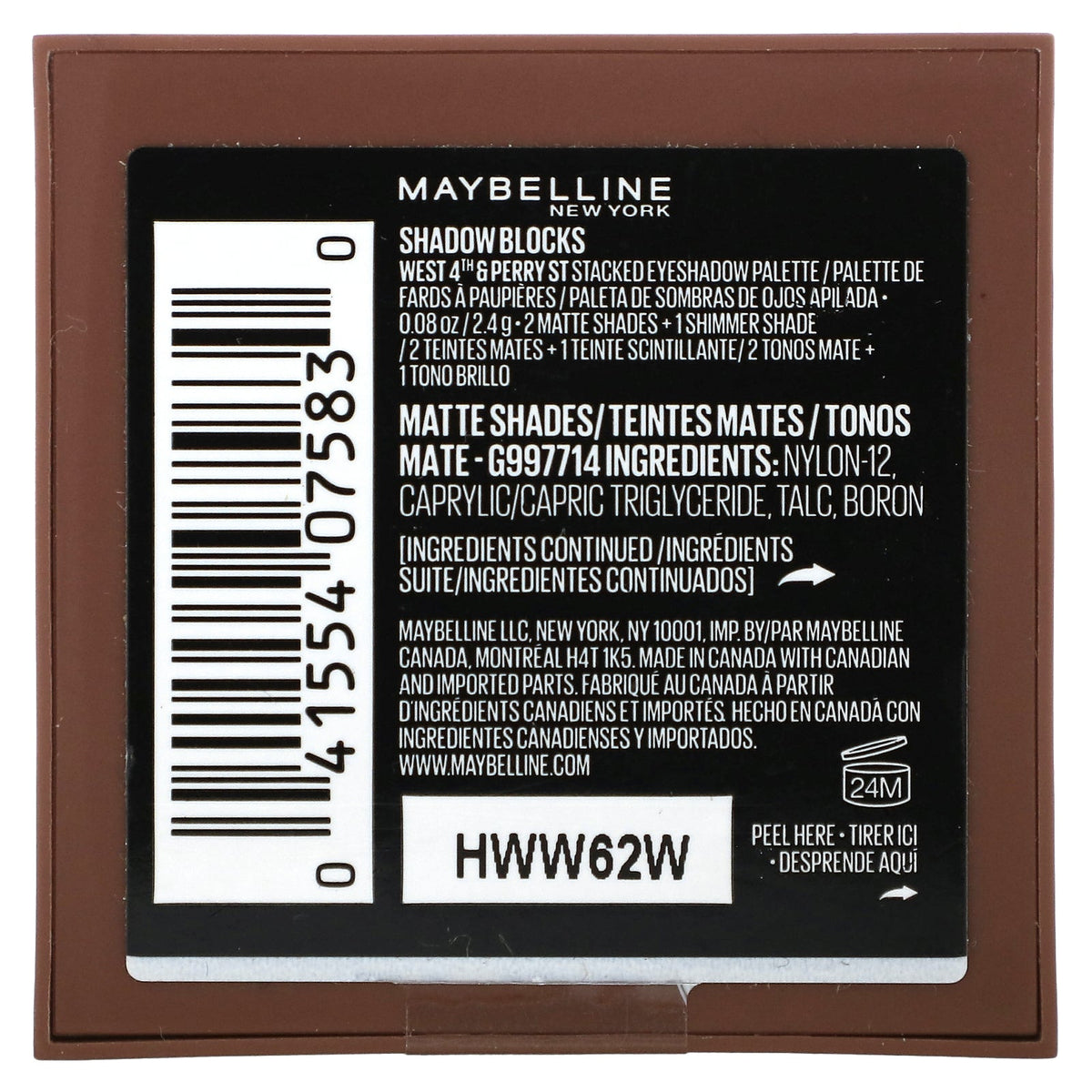 Maybelline, Shadow Blocks, 20 West 4th & Perry St, 0.08 oz (2.4 g)