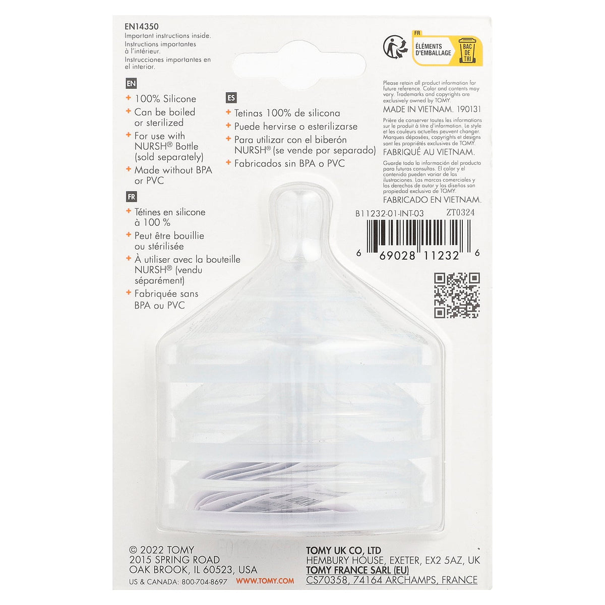 Boon, Nursh®, 100% Silicone Nipples, 0 Months+, Slow Flow, 3 Nipples