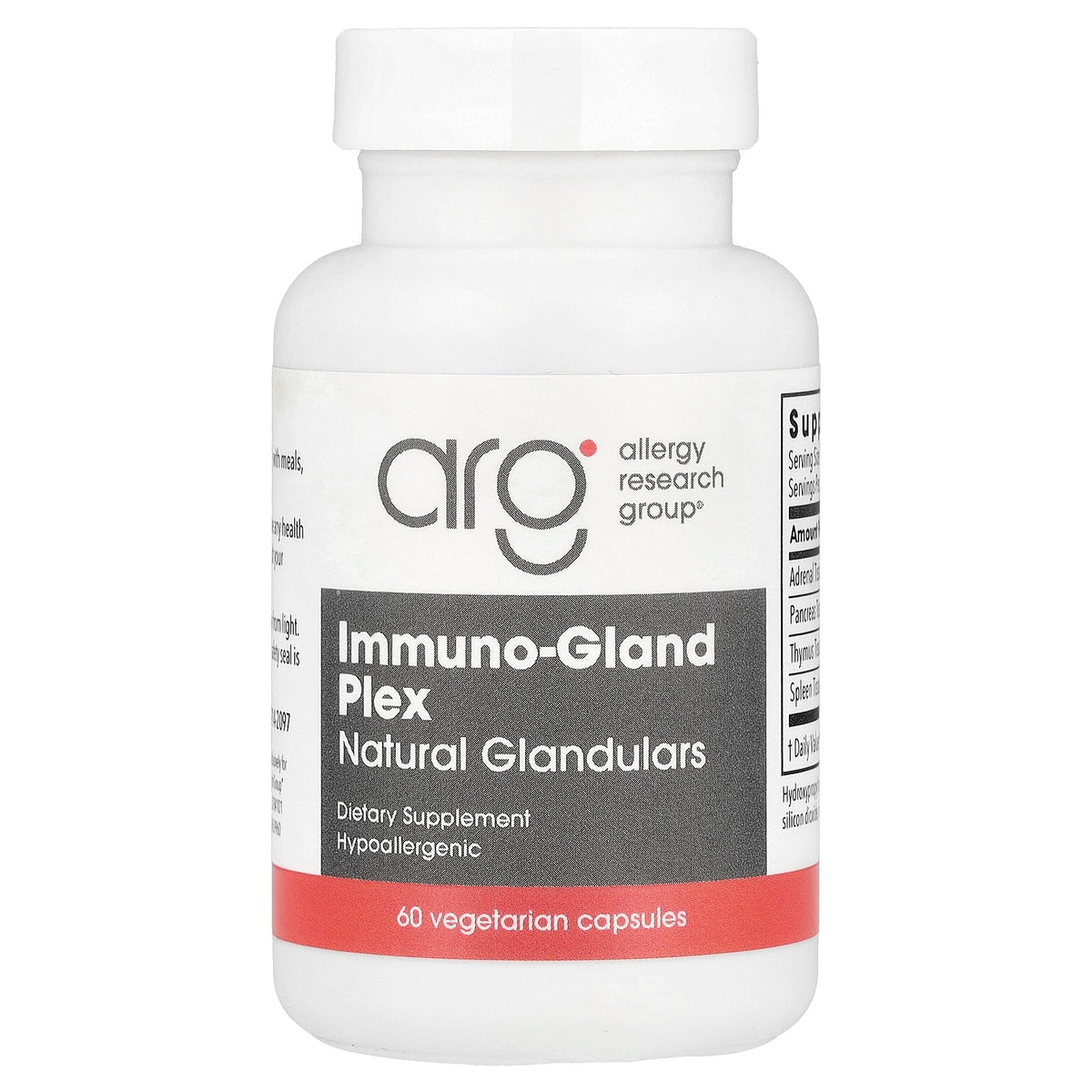 Allergy Research Group, Immuno-Gland Plex, Natural Glandulars, 60 Vegetarian Capsules