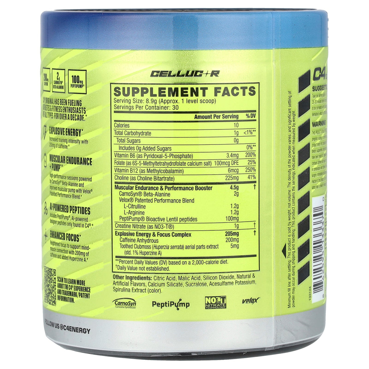 C4 / Cellucor, C4® Original, Pre-Workout, Icy Blue Razz, 9.4 oz (267 g)