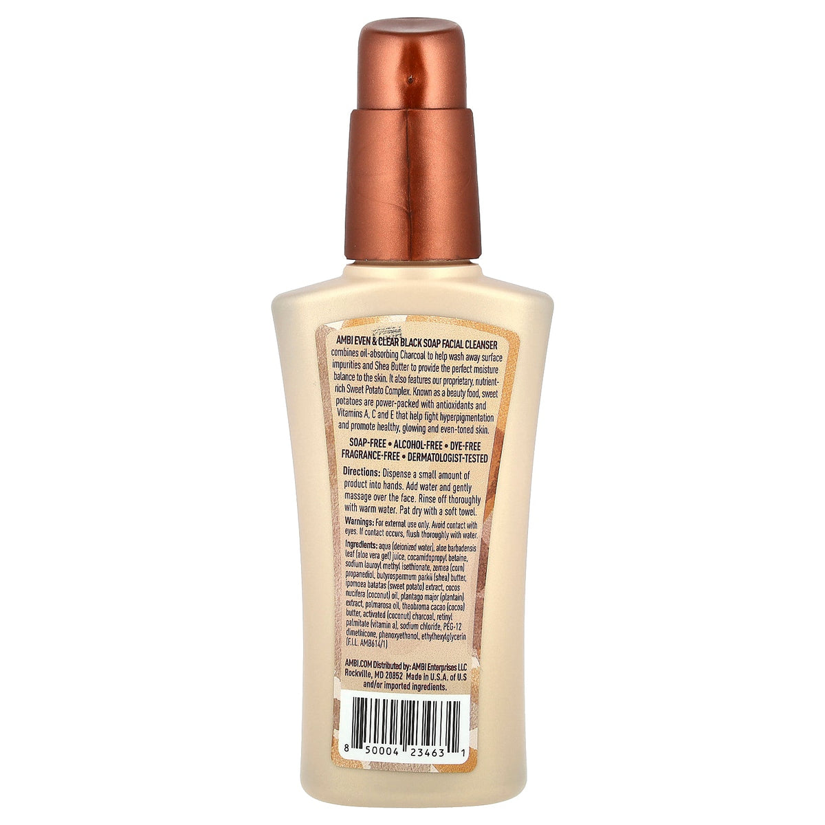 AMBI, Even & Clear®, Black Soap Facial Cleanser, Fragrance-Free, 3.5 fl oz (103 ml)