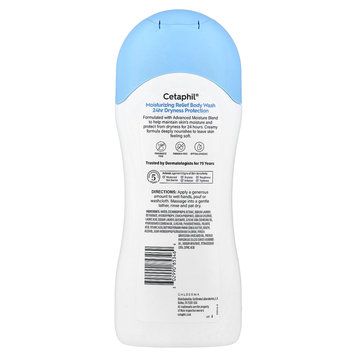 Cetaphil, Moisturizing Relief Body Wash, All Skin Types, Fragrance Free, 16.9 fl oz (500 ml)