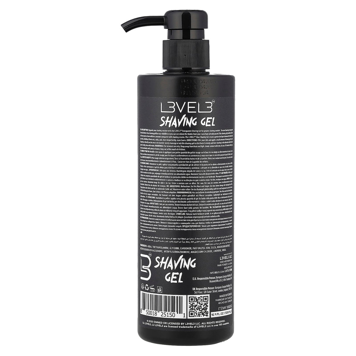 Level 3, Shaving Gel, Ice, 16.9 fl oz (500 ml)
