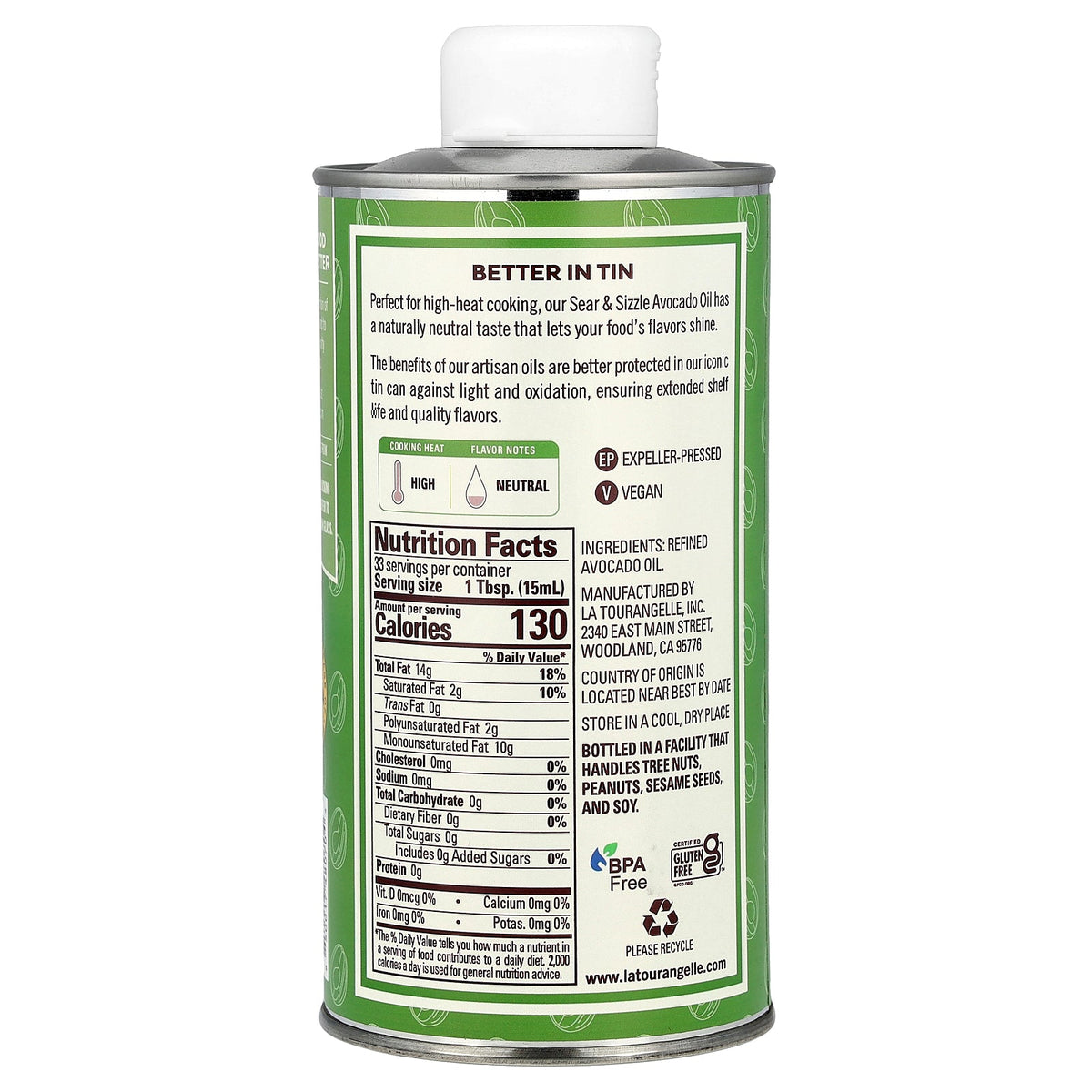 La Tourangelle, Sear & Sizzle Avocado Oil, 16.9 fl oz (500 ml)