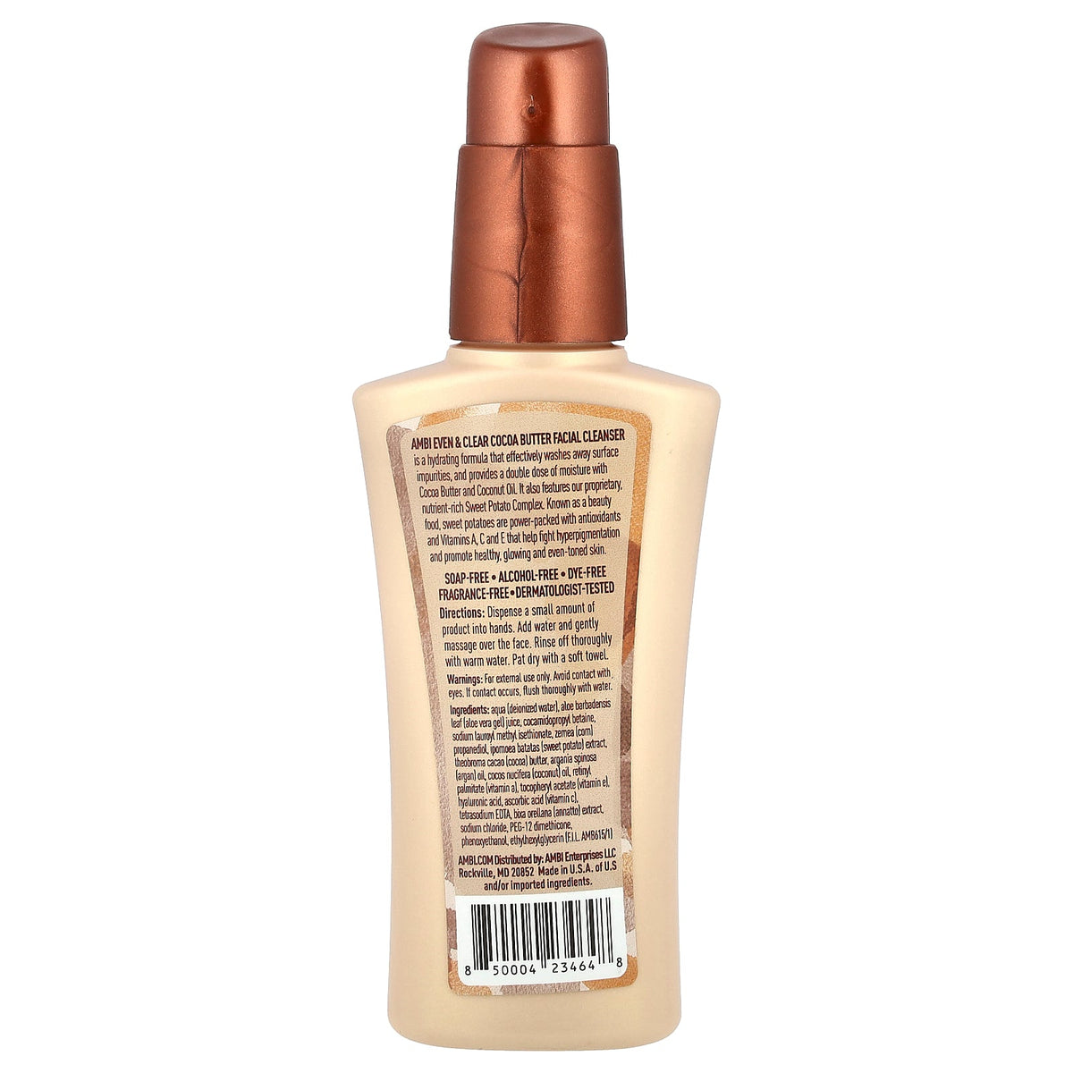 AMBI, Even & Clear®, Cocoa Butter Facial Cleanser, Fragrance-Free, 3.5 fl oz (103 ml)