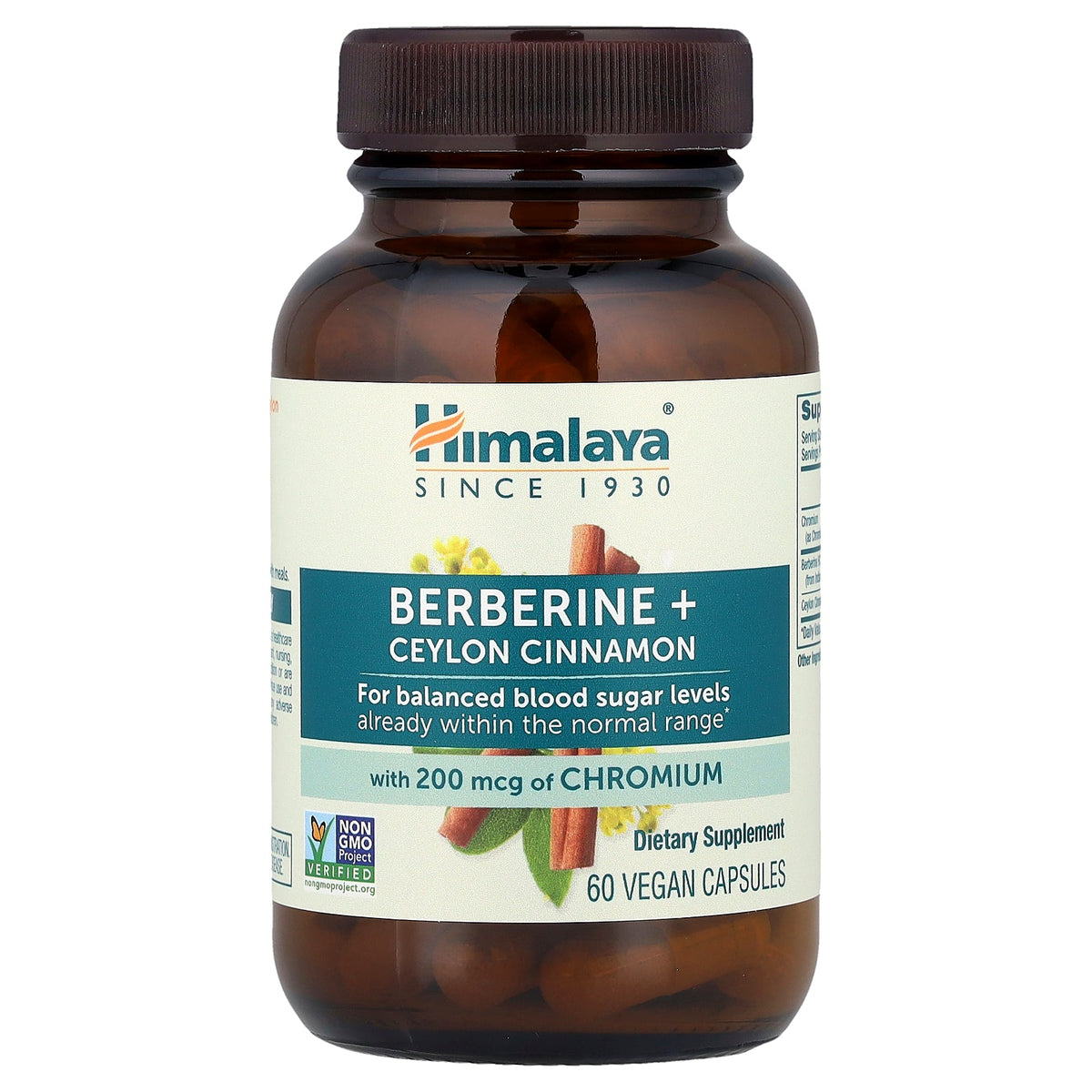 Himalaya, Berberine + Ceylon Cinnamon With Chromium, 60 Vegan Capsules