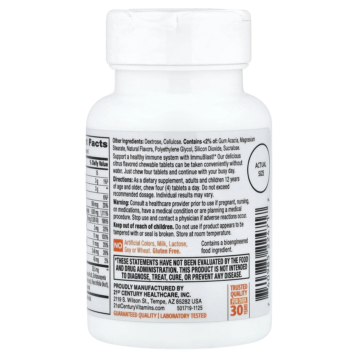 21st Century, ImmuBlast®, Natural Citrus, 32 Chewable Tablets