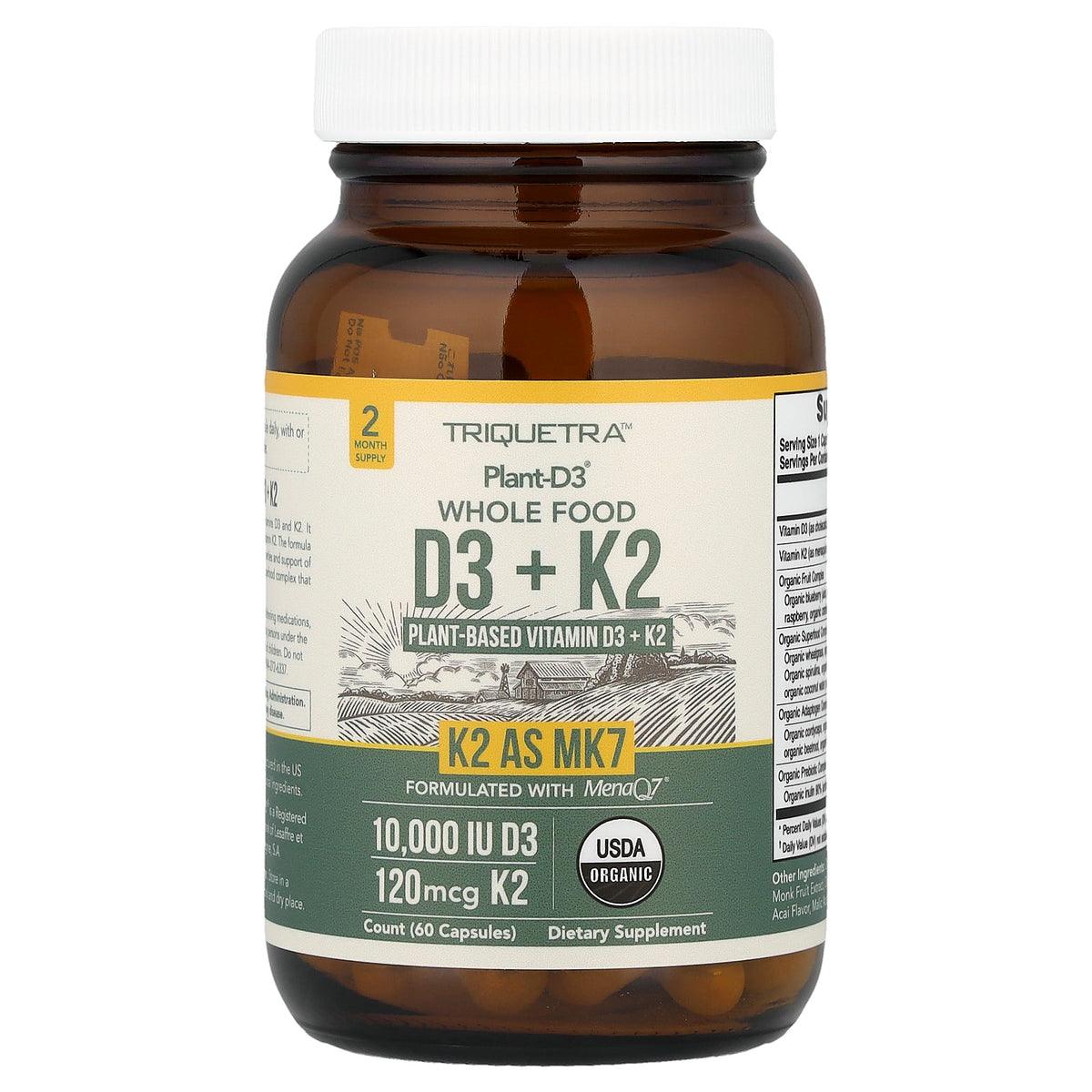 Triquetra, Plant-D3® Whole Food D3 + K2, 60 Capsules