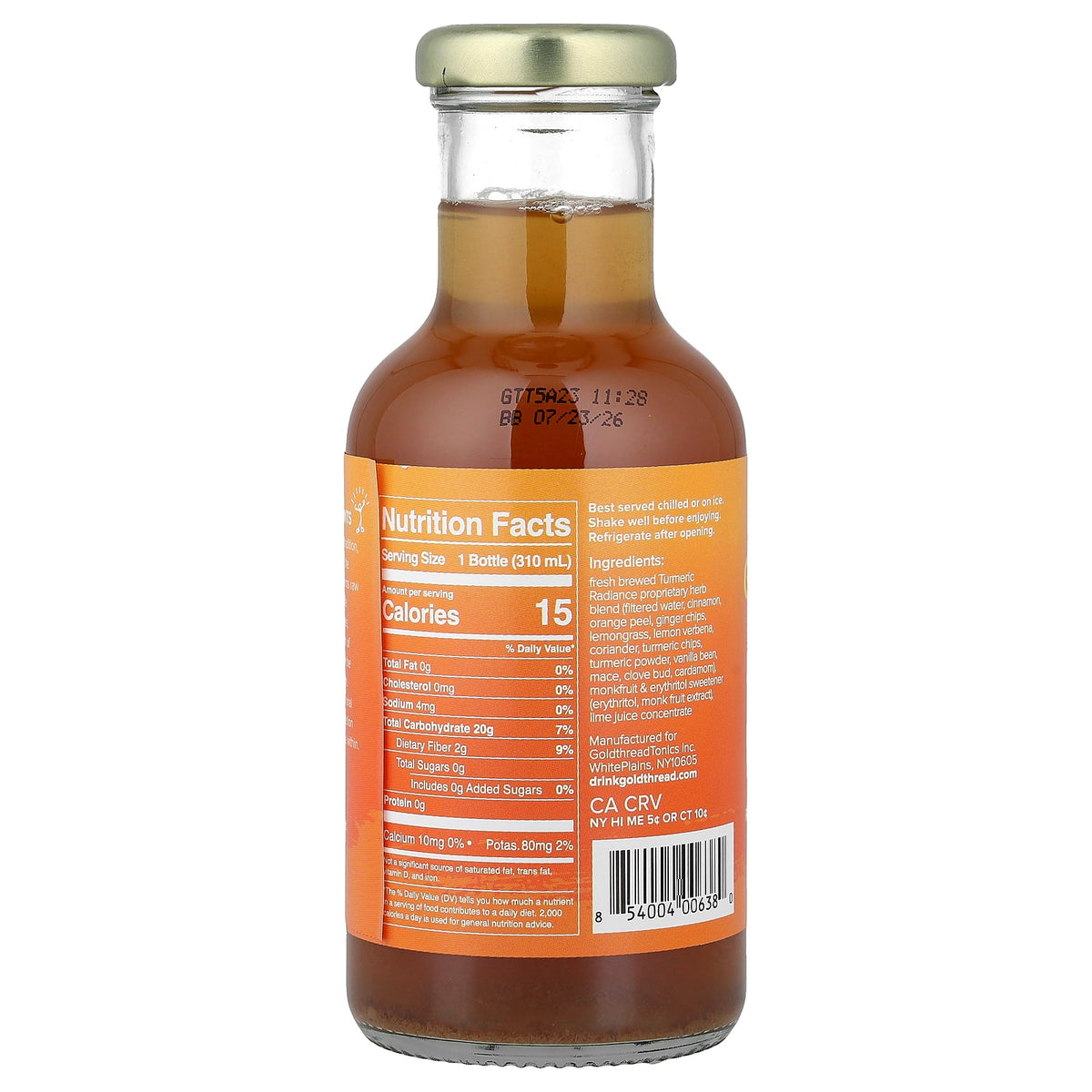 Goldthread Herbs, Plant Based Tonics, Turmeric Radiance, 10.5 fl oz (310 ml)